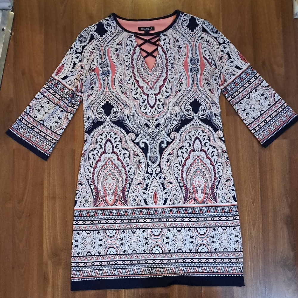 Roz & Ali Navy and Coral Paisley Tunic